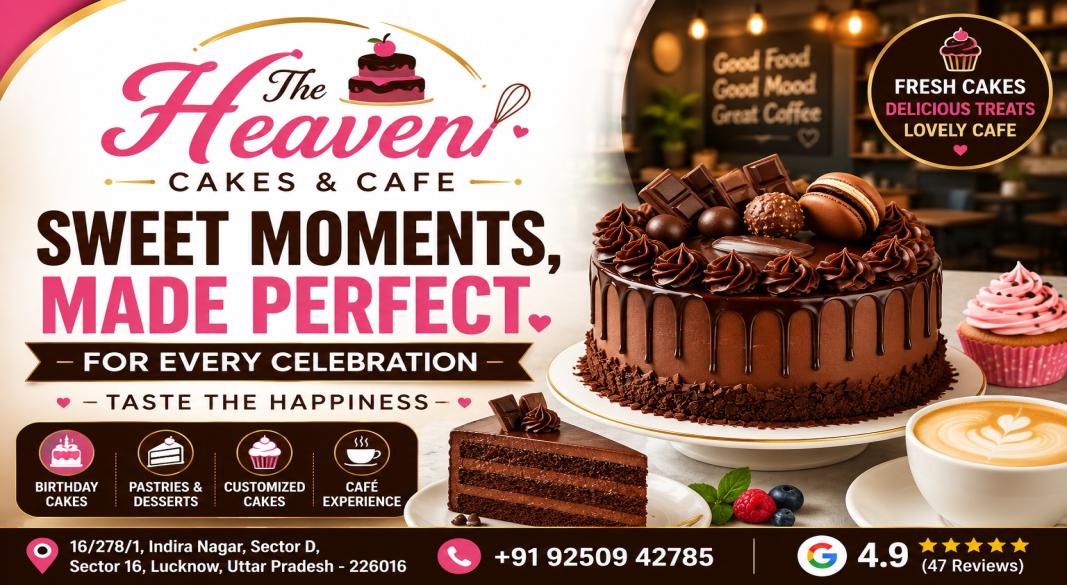 The Heaven Cakes & Cafe Indira Nagar Lucknow के delicious cakes और bakery treats
