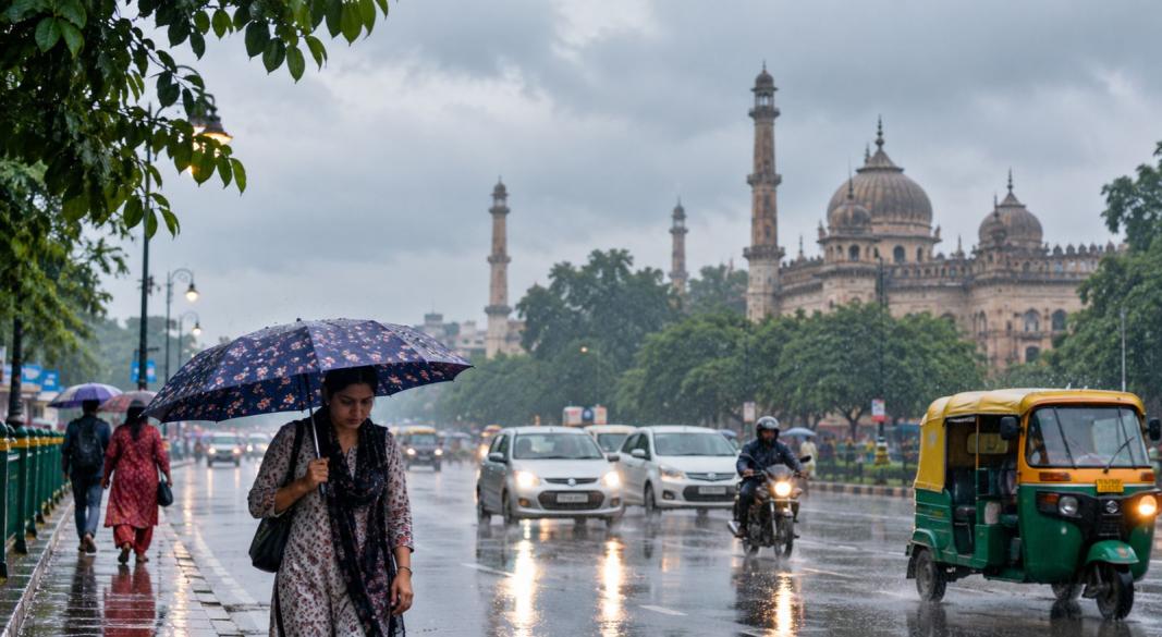 लखनऊ में 30 अक्टूबर 2026 को बारिश के दौरान सड़कों का नजारा