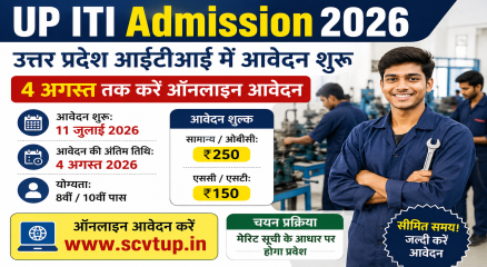 UP ITI Admission 2026 ऑनलाइन आवेदन प्रक्रिया शुरू