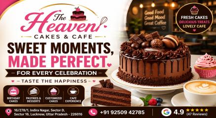 The Heaven Cakes & Cafe Indira Nagar Lucknow के delicious cakes और bakery treats