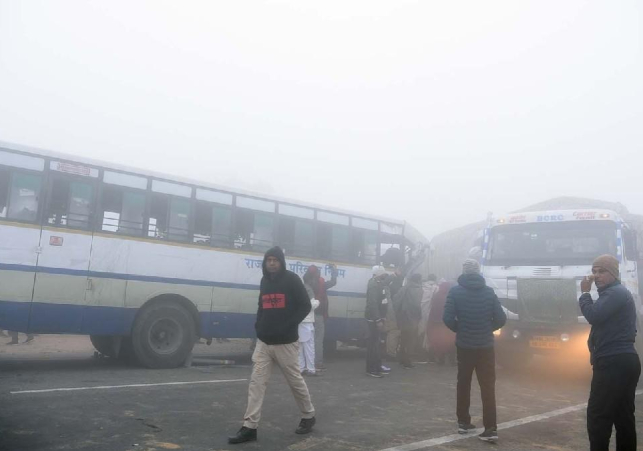 Collision between roadways bus 